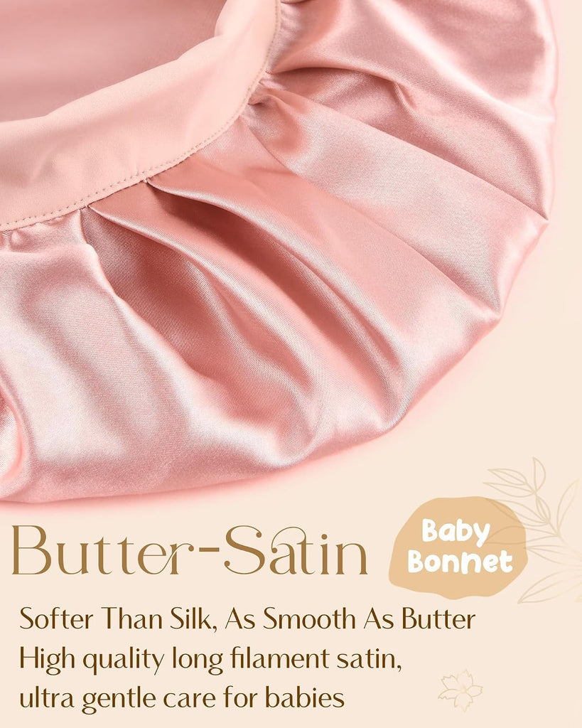 2 PCS Soft Satin Bonnet, Overnight Protection, Kids Toddler Baby