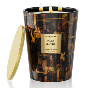 Palo Santo Scented Soy Candle, Large 3-Wick 35oz Candles