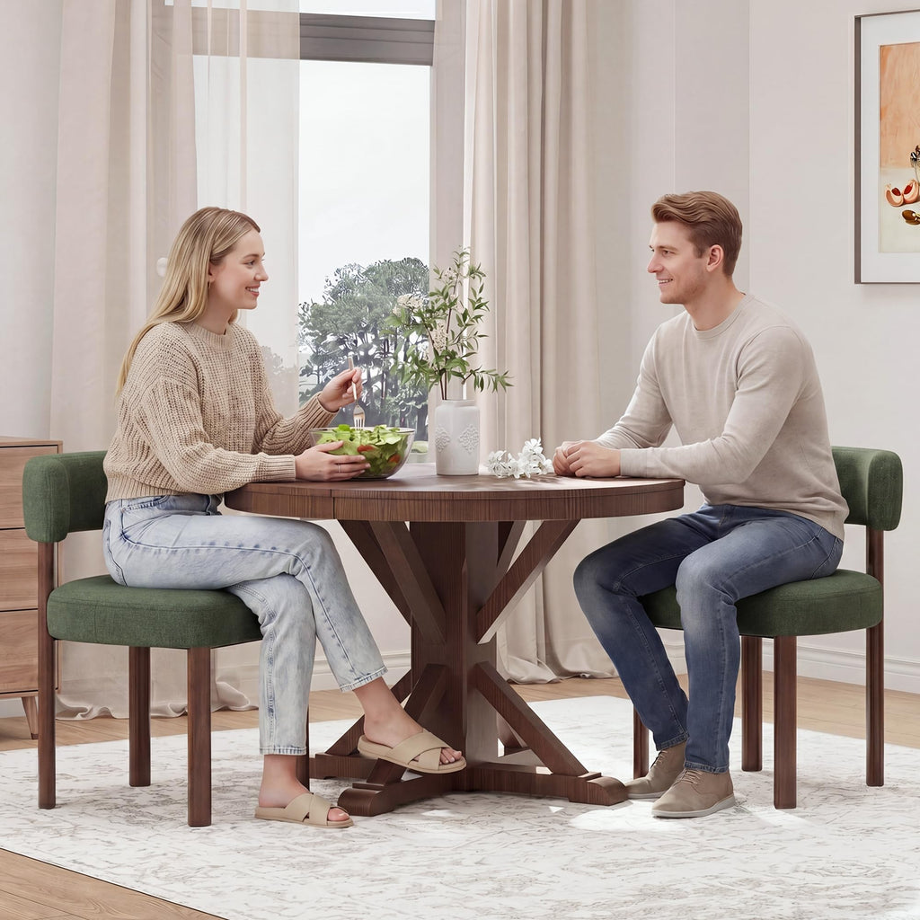 Wooden Dining Chairs Set of 4, Upholstered Kitchen Chairs with Solid Wood Legs, Mid Century Dining Room Chair with