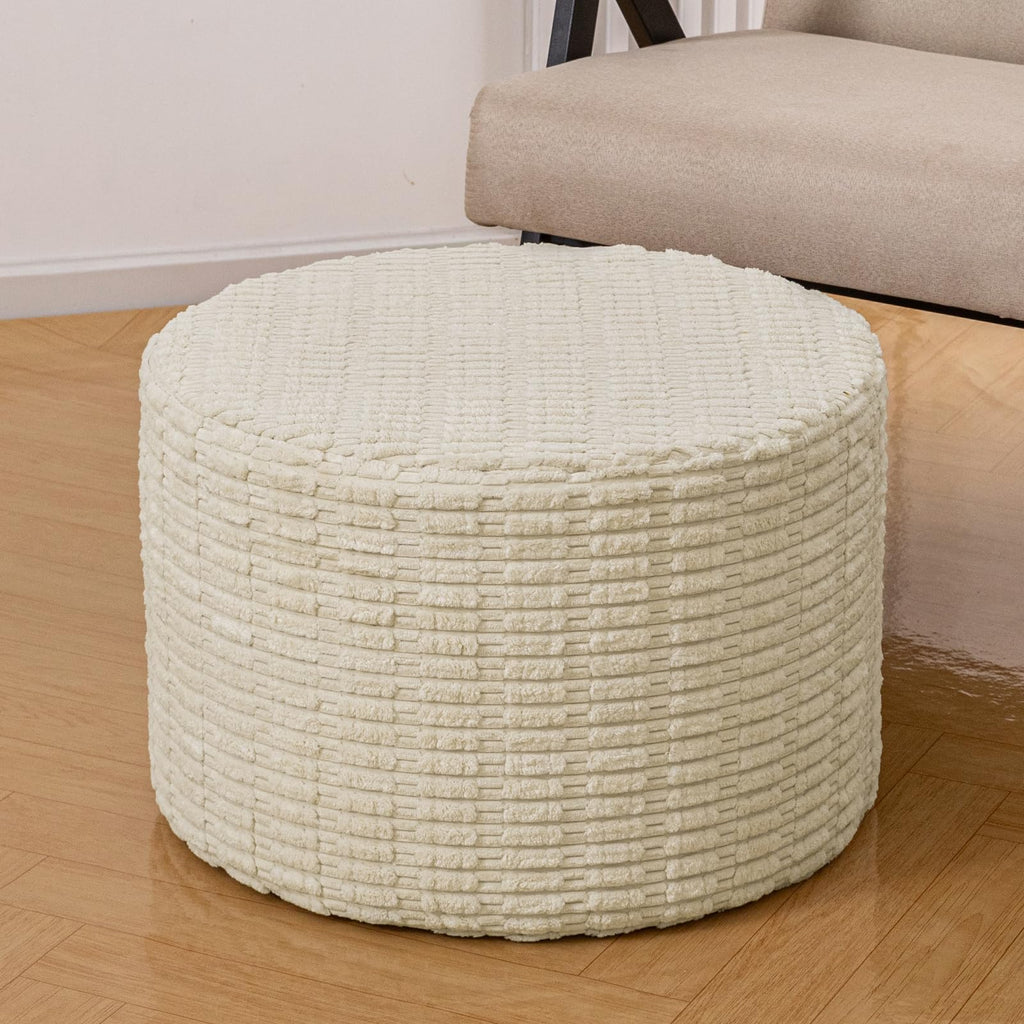 Supportive Boucle Pouf Ottoman Foot Rest Elevate Your Living Room Decor with Lightweight Pouf Filler Modern Foam