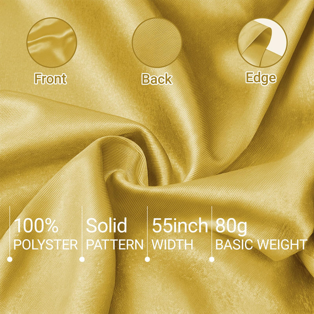 Gold Satin Fabric by The Yard, 3 Yards, 55 Inch Wide