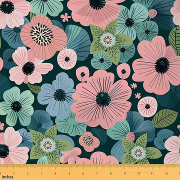 Bohemian Flowers Fabric by The Yard Retro Watercolor Floral Rustic Plant DIY Craft Hobby Fabric by The Yard Cartoon
