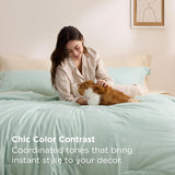 Full Comforter Set - 7 Pieces Sage Green Full Bedding Set for All Seasons