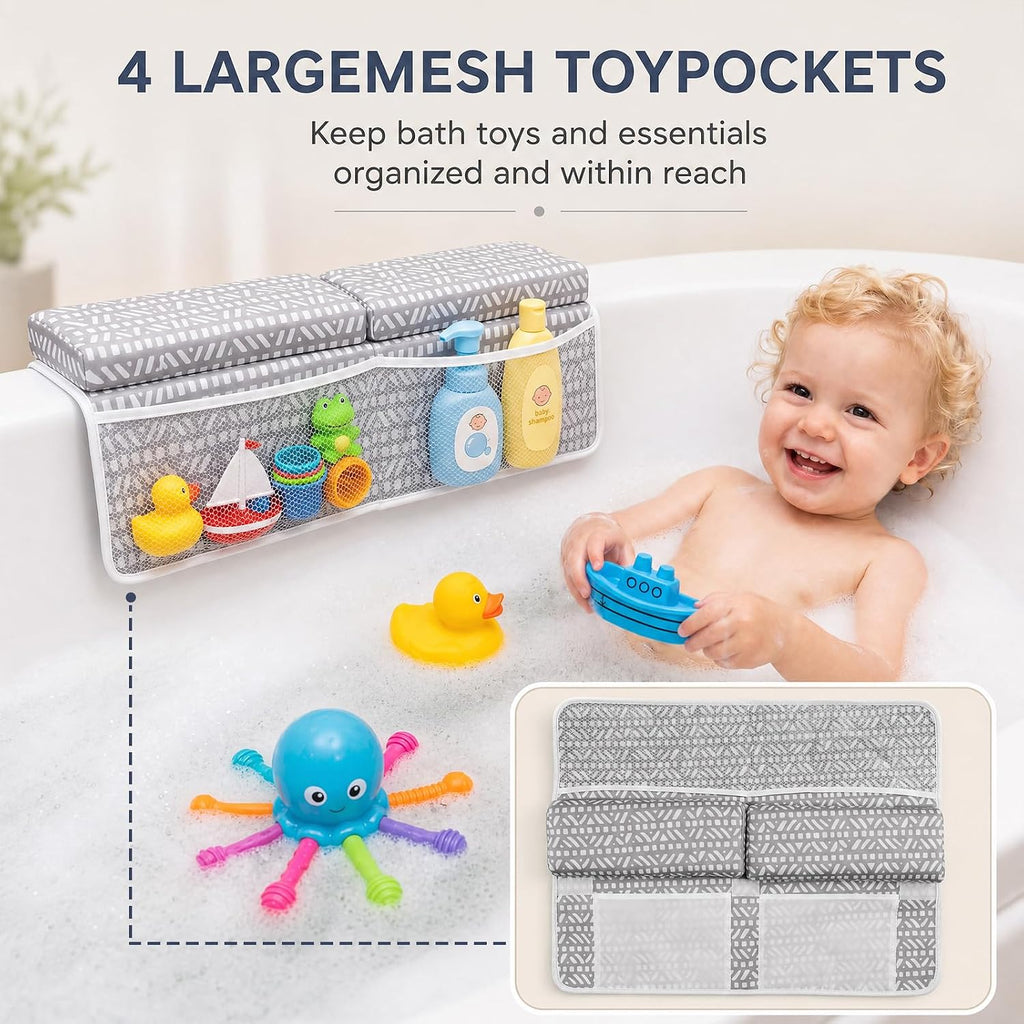 Baby Bath Kneeler and Elbow Rest Pad Set, Thick Comfortable Quick Dry Memory Foam Kneeling Pad, Foldable Non Slip