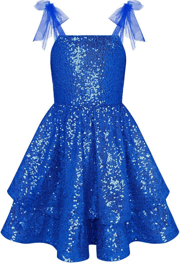 Girls Sparkly Sequin Formal Party Dress Fancy Dance