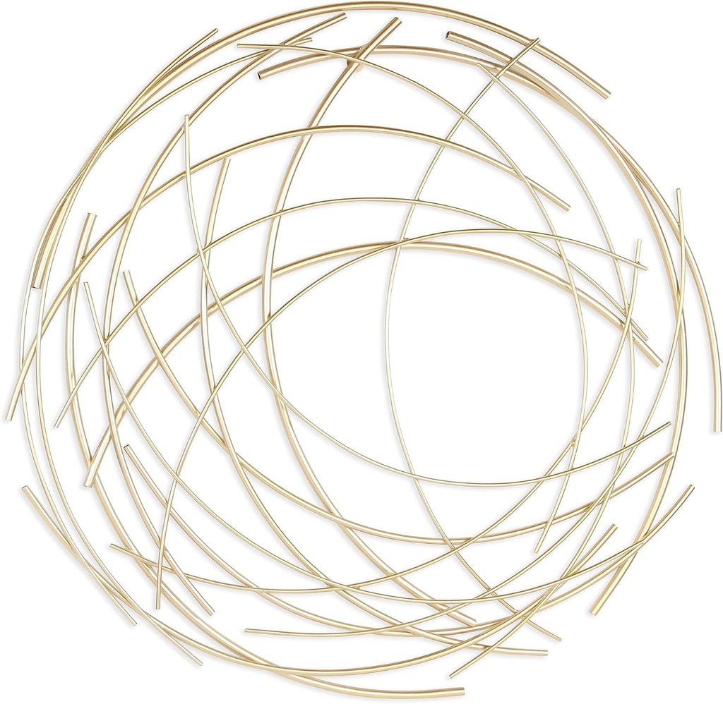 Denine Abstract Round Metal Wall Art - Handcrafted Modern 25" Gold Sculpture