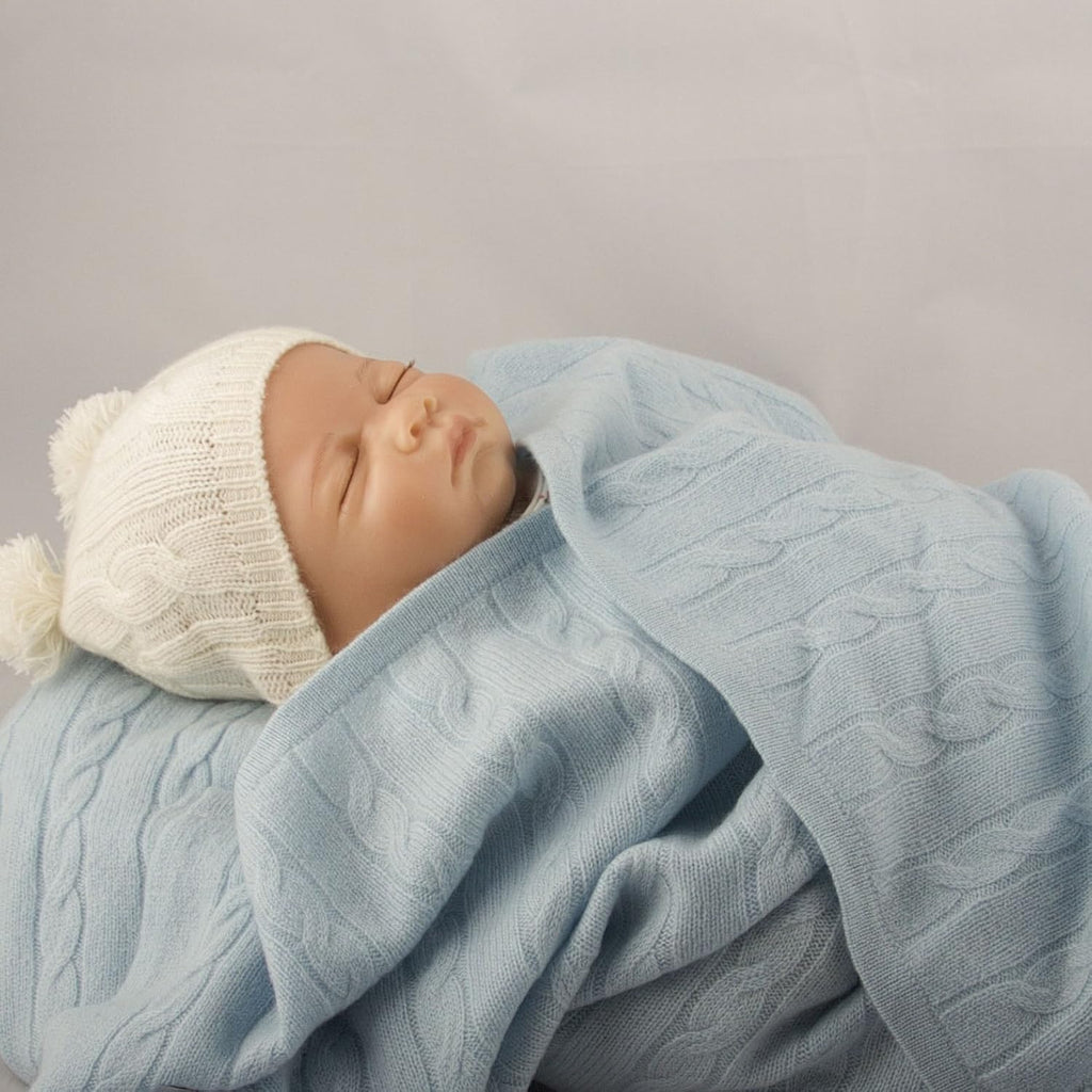 100% Cashmere Baby Blanket, Sky Blue