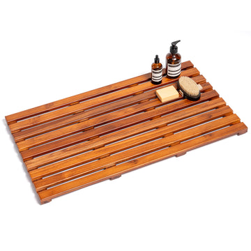32x18 Extra Large Teak Shower Mat, Non‐Slip Solid Wood Bath Mat