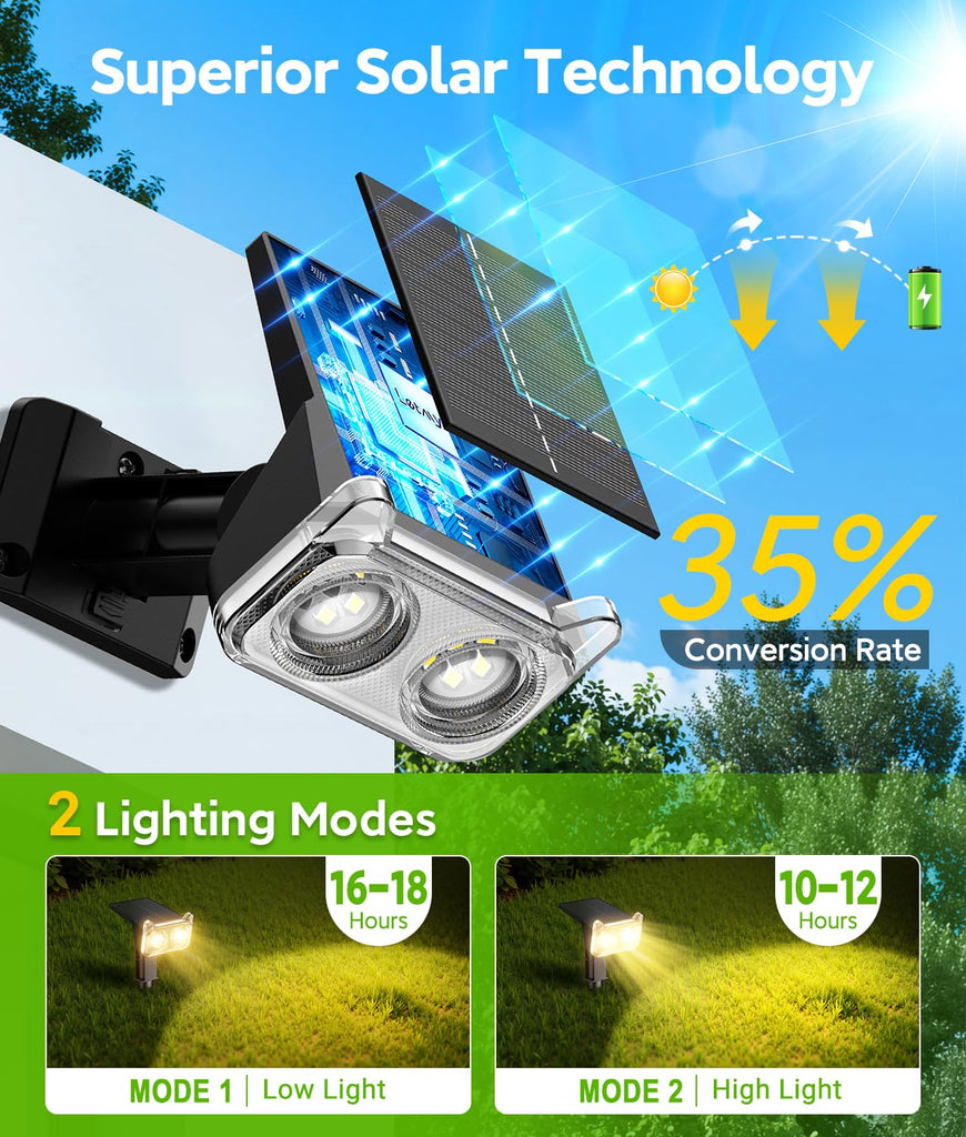 Solar Lights Outdoor Waterproof IP65, 6 Pack Solar Spot Lights Outdoor with 14 Big LEDs, 2-in-1 Wall Lights & 2 Modes