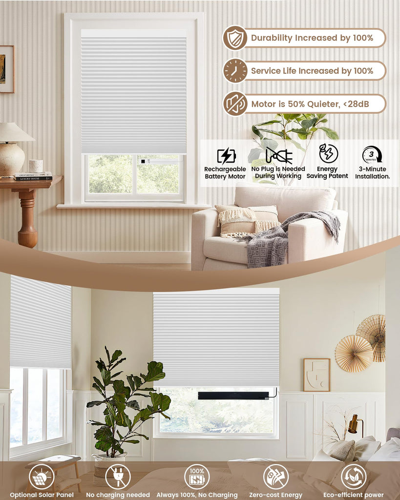 Motorized Cellular Shades, Custom Smart Motorized Blinds with Remote