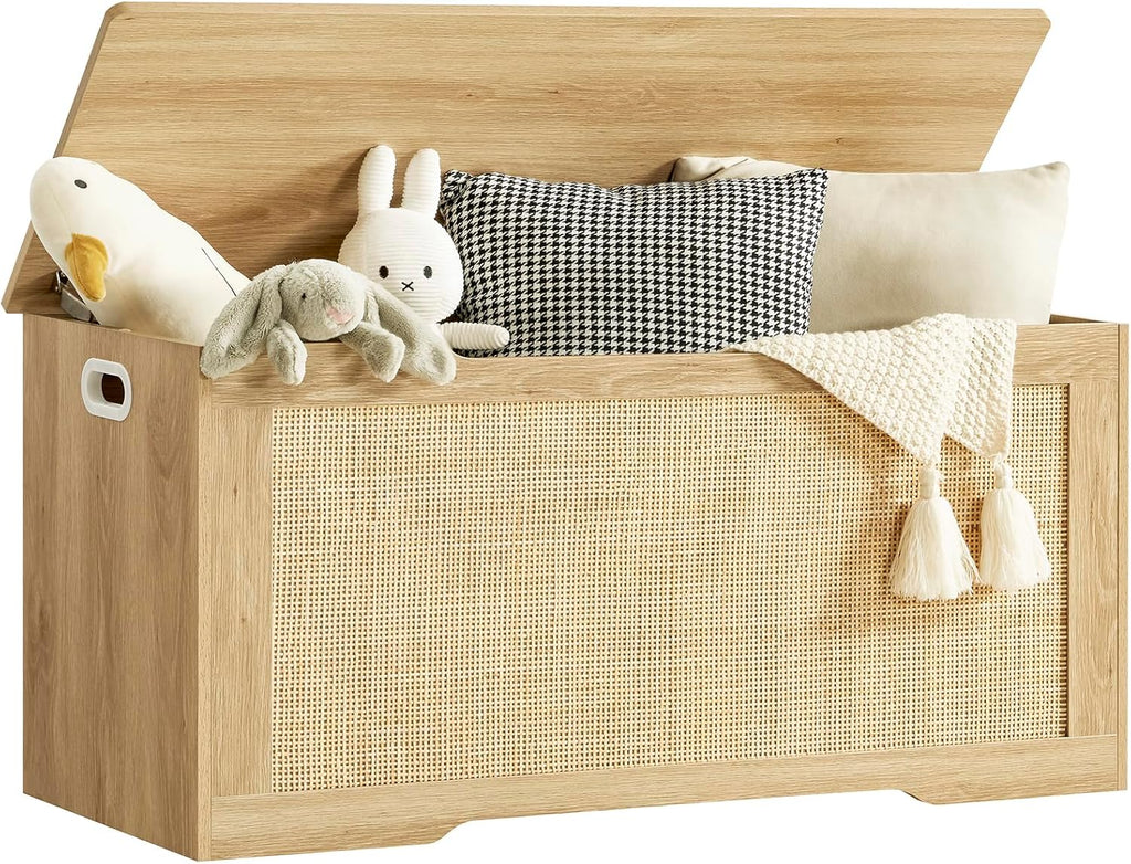 39.4" Storage Chest, Toy Box with 2 Safety Hinges, Toy Chest , Storage Bench with Storage, Shoe Bench, Supports 220