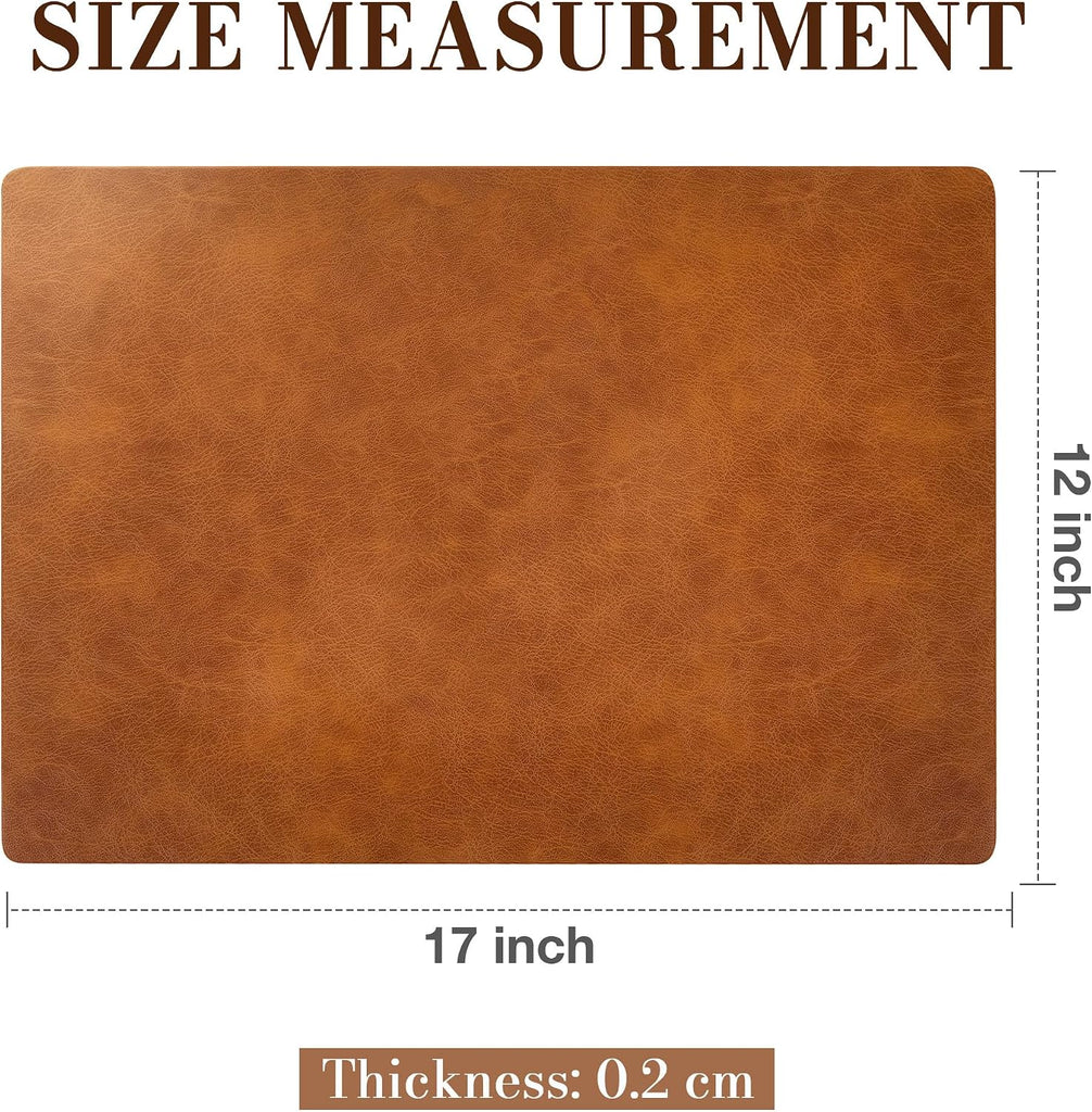 Faux Leather Placemats, Vinyl Placemats Heat Resistant - Set of 4