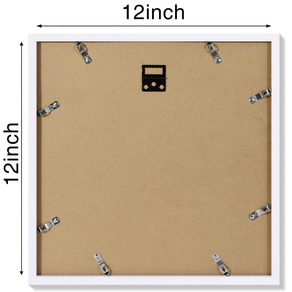 12x12 Picture Frame, Matted for 8x8 Photos, White