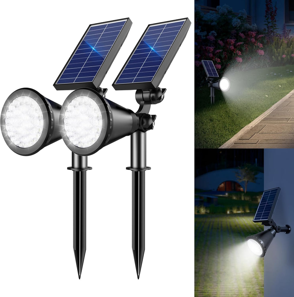 Solar Lights Outdoor Waterproof, 36 LEDs 1000LM Adjustable Solar Spot Lights Outdoor, 2-in-1 Solar Powered Spotlight