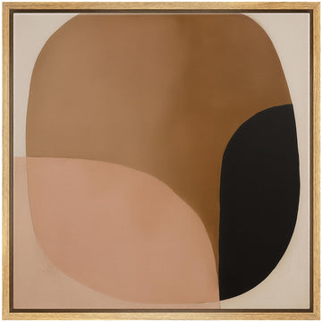 Framed Canvas Print Wall Art Abstract Earth Tone Geometric Shapes Illustrations Modern Art Relax/Calm Warm - 16"x16"
