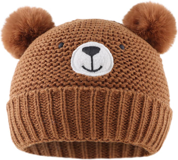Cute Bear Baby Beanie Pompom Baby Boy Hat Winter Knit Beanie Girl
