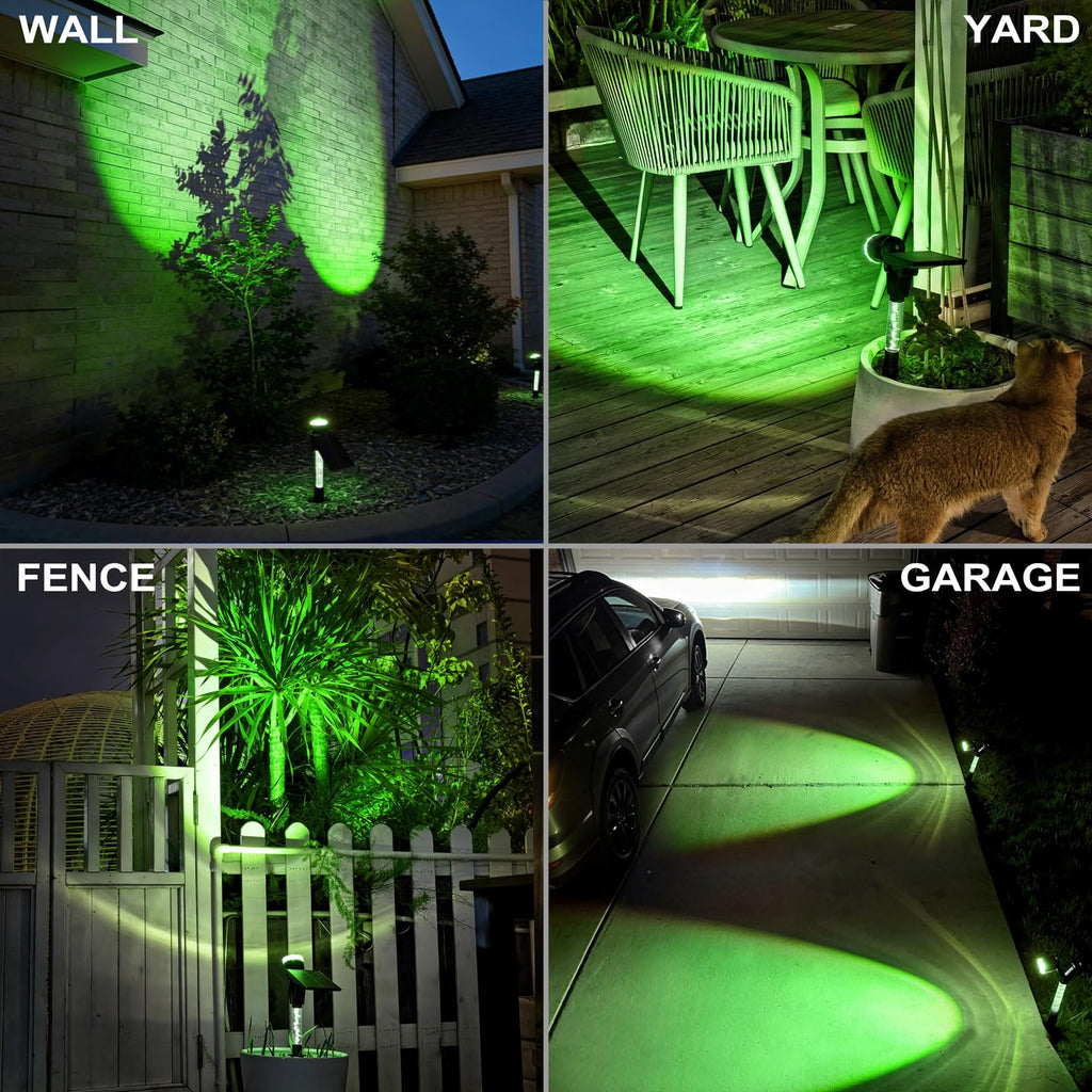 Solar Spot Lights Outdoor Waterproof Green Lens LED 4 Pack
