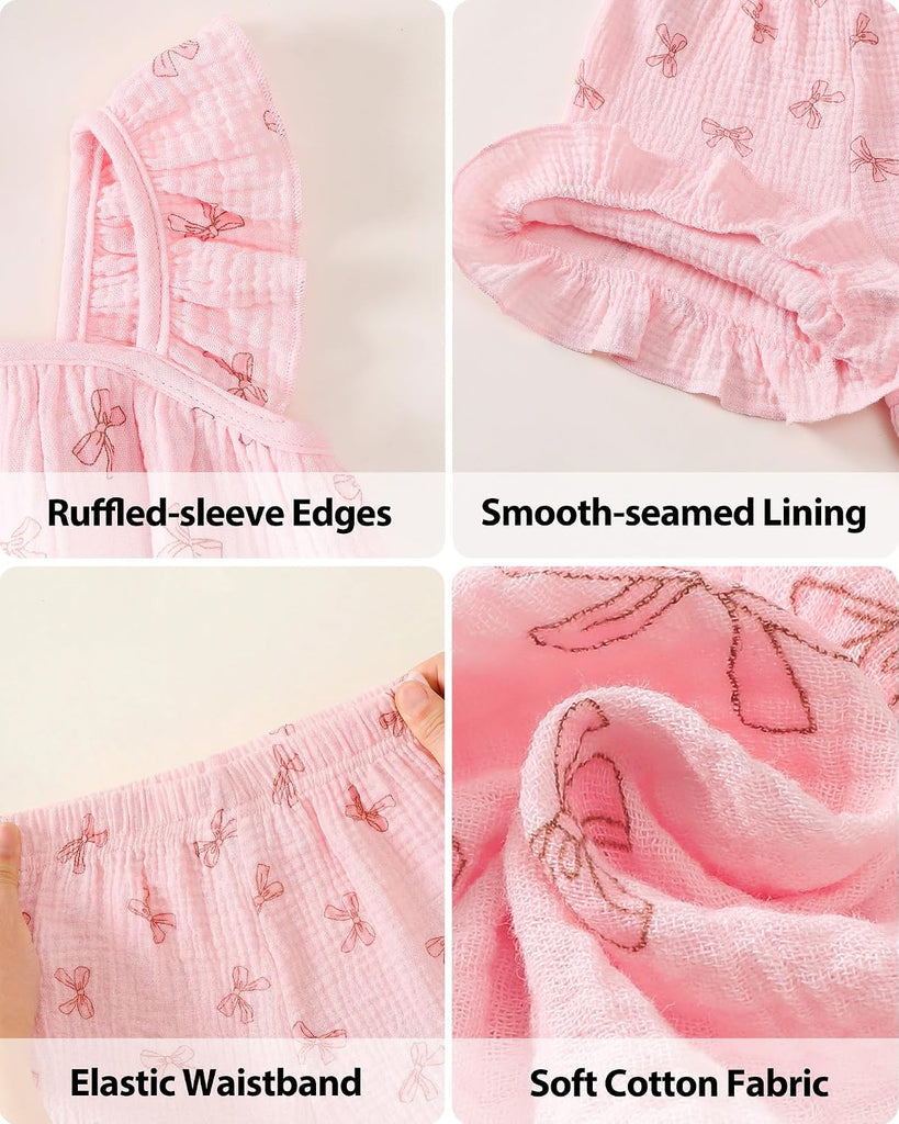 Toddler Girl Outfits Baby Girl Summer Clothes Sleeveless Ruffle Dress Tops and Shorts Clothing Sets
