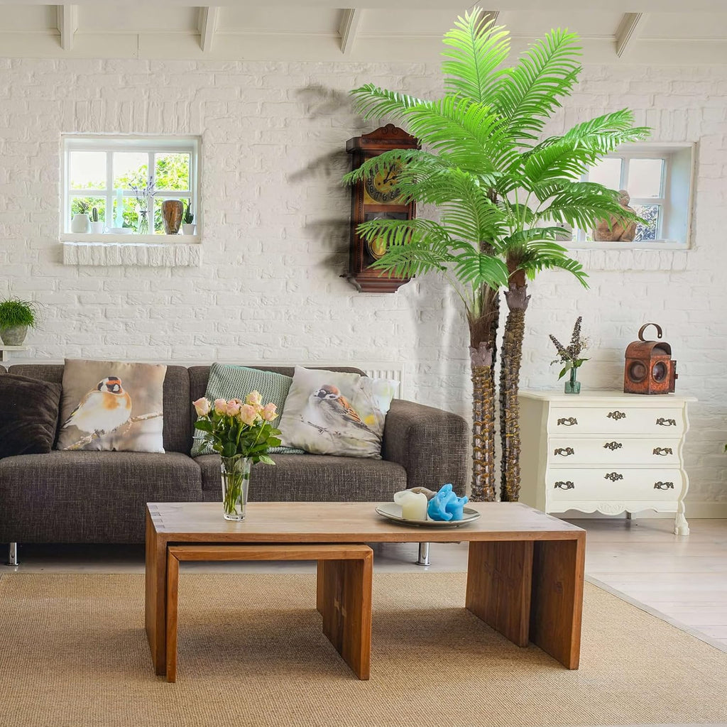 8ft Artificial Palm Tree Fake Palm Plants Outdoor Indoor in Pot Large Faux Palm Plants Front Porch Patio Pool Garden