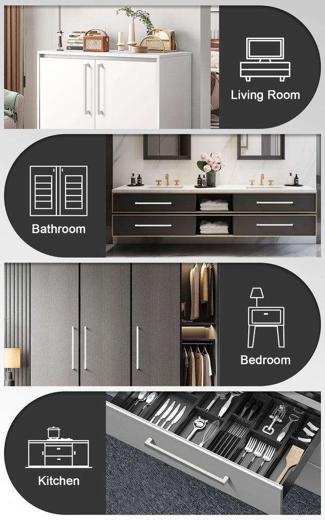 Cabinet Handles Stainless Steel Kitchen Drawer Pulls Square Bar Cabinet Hardware Bathroom Cupboard Dresser Brushed