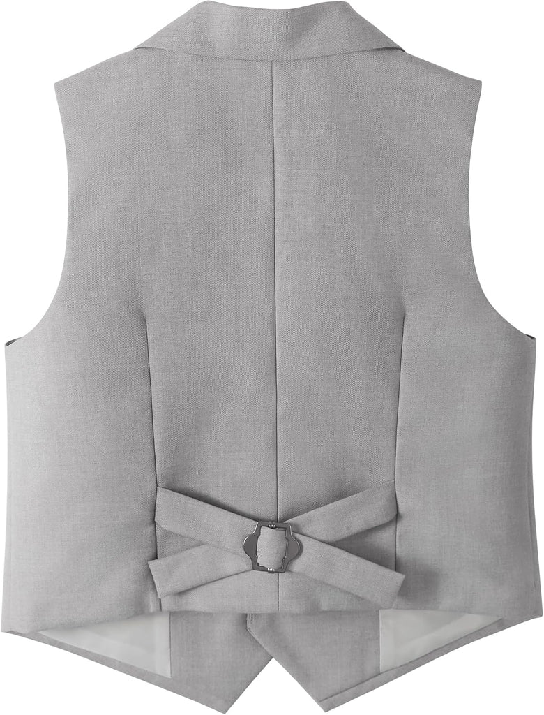 4Pcs Boys Suit, Kids Summer Dress Outfits Shirt Vest Shorts Bow Tie