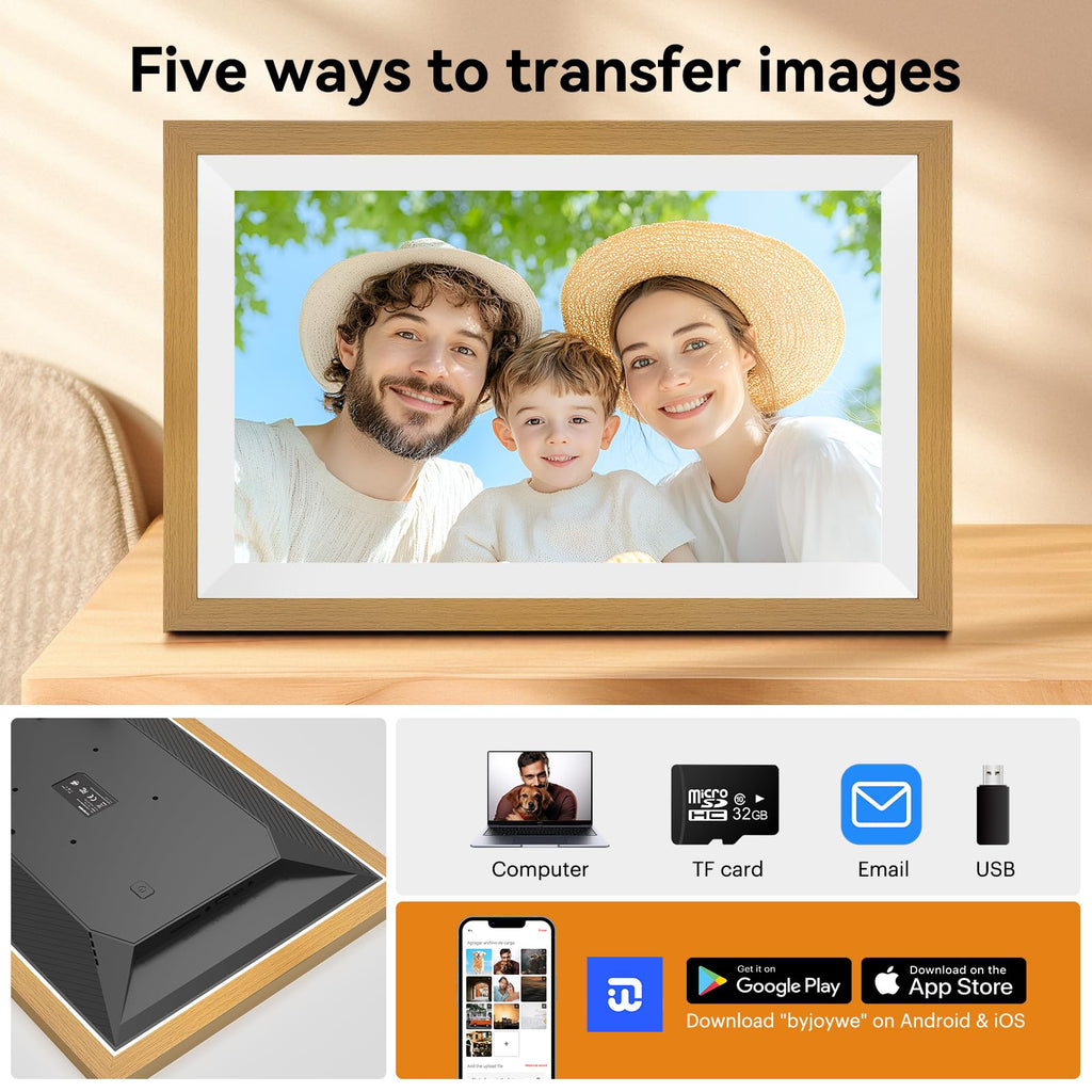 15.6 Inch Smart Digital Picture Frame with Wi-Fi 6, 64GB Storage, IPS Touch Screen, Auto-Rotation, Music Sync