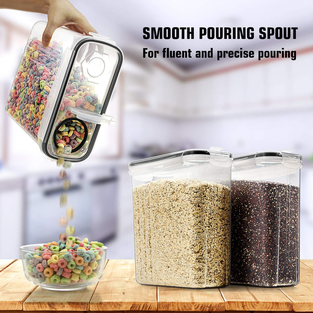 Cereal Storage Containers Set, Large BPA Free Plastic Airtight Food Storage Containers 4L for Flour, Sugar, 6 Piece