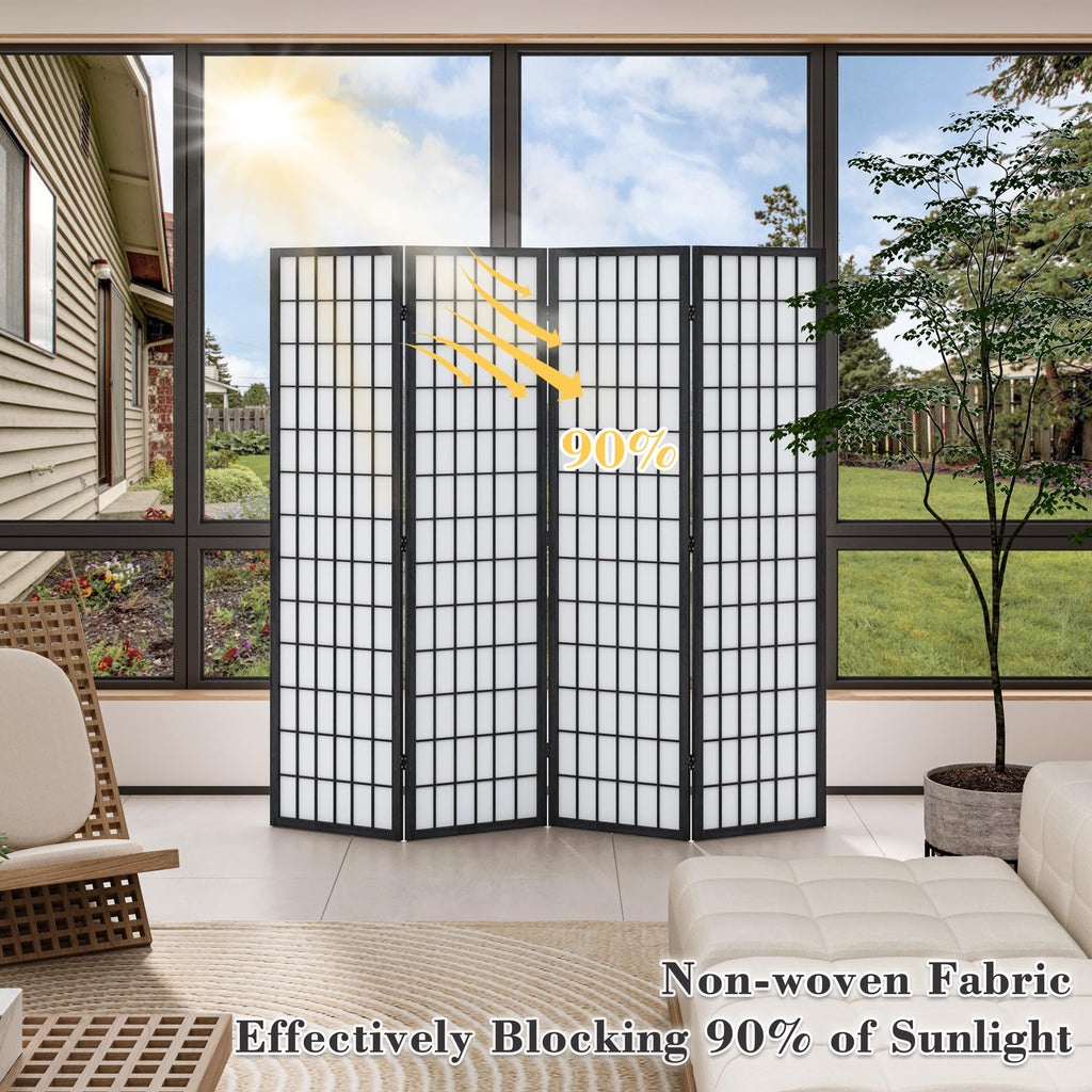 4 Panel Shoji Screen Room Divider, Folding Privacy Screens, Room Partitions and Dividers, Decorative Room Dividers
