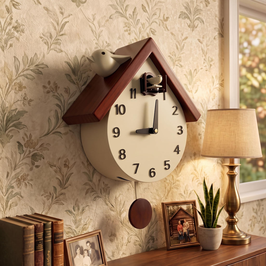 Modern Cuckoo Clock for Wall Decor 14.6 x 11 Inch