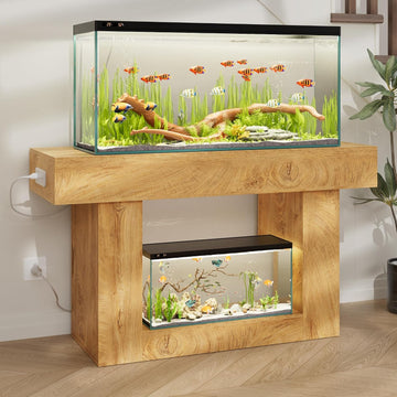 55-75 Gallon Aquarium Stand, Heavy-Duty 55 Inch Fish Tank Stand with Power Outlets, Drawer & Storage Cabinets