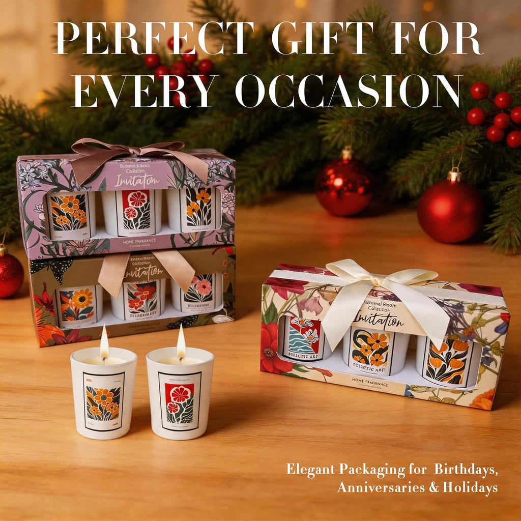 Scented Candle Gift Set, Aromatherapy Candles with Natural Soy Wax - Set of 3