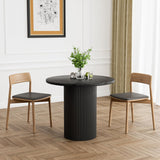 Round Dining Table, 34.3" Modern Wood Kitchen Table for 2 to 4, Pedestal Circle Dining Tables, Fluted Dining Table