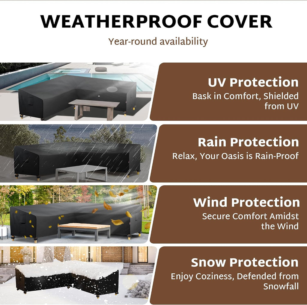 Outdoor Sectional Cover fit 80 x 80 inch L-Shaped Couch Sofa | Waterproof, Weatherproof, fit 79 x 78, 77 x 76