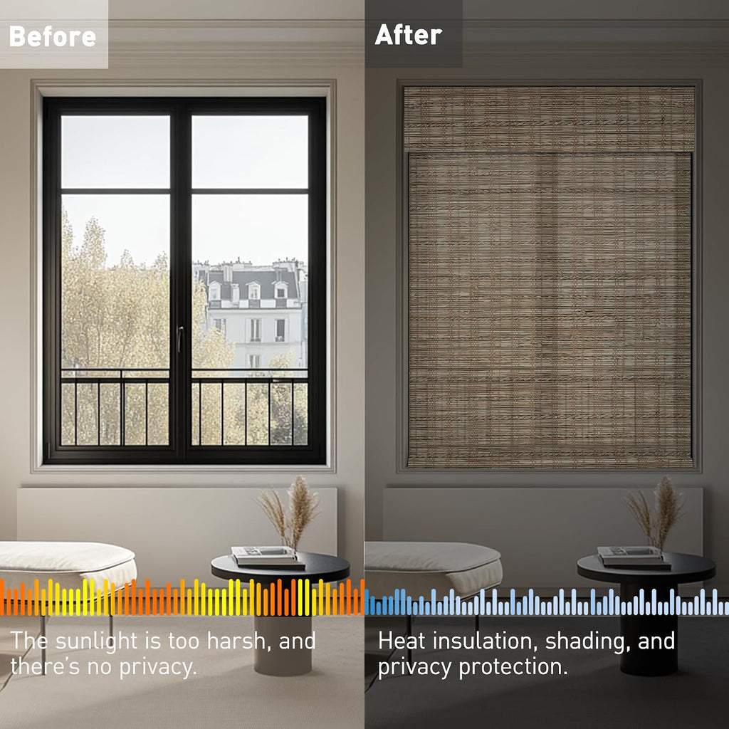 Woven Roman Shades, Natural Bamboo Blinds for Interior Windows, Customized Roman Jute Window Shades,Room Darkening