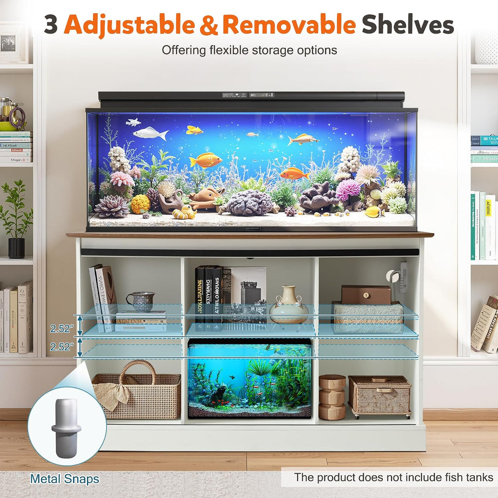 55-75 Gallon Large Fish Tank Stand with Power Outlet, 1300LBS