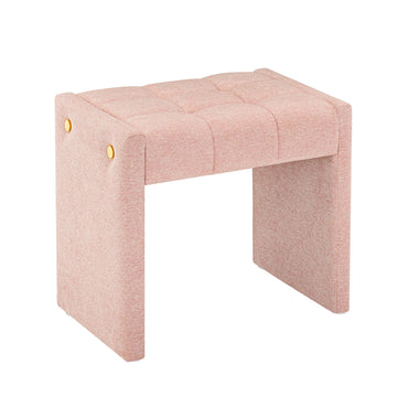 Modern Grid Tufted Vanity Bench Stool, 4.33'' Thick Chenille Upholstered Ottoman Footstool for Makeup Room, Bedroom &