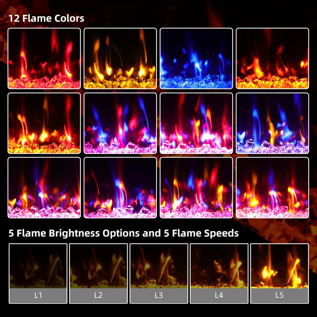 2025Newly Upgraged 72 inch Ultra Thin Electric Fireplace Inserts and Wall Mounted with Remote Control & Touch Screen