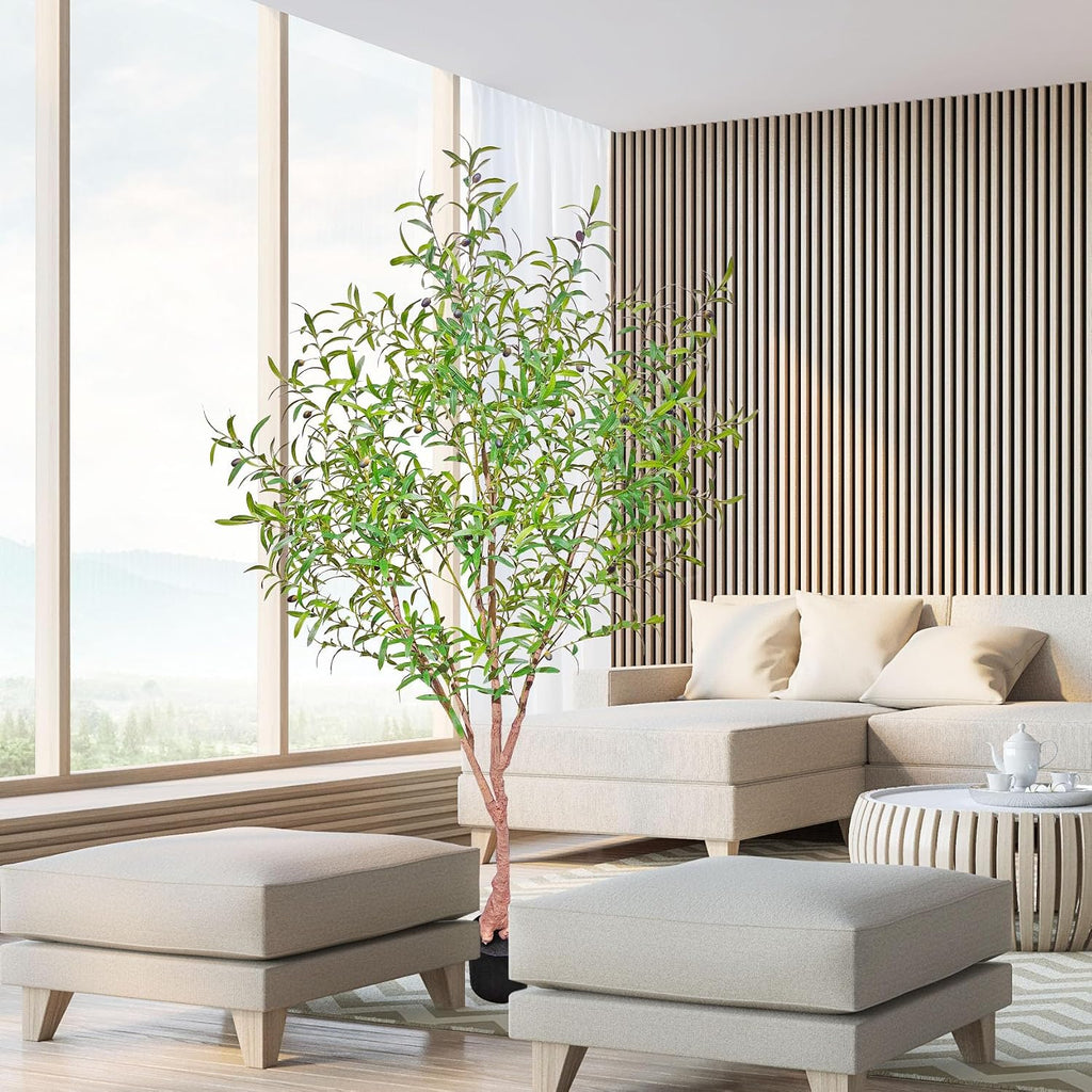 6.5 Ft Artificial Olive Tree - Tall Fake Plants, Realistic Faux Indoor Plants with Pot, Decorative Trees & Foyer Decor