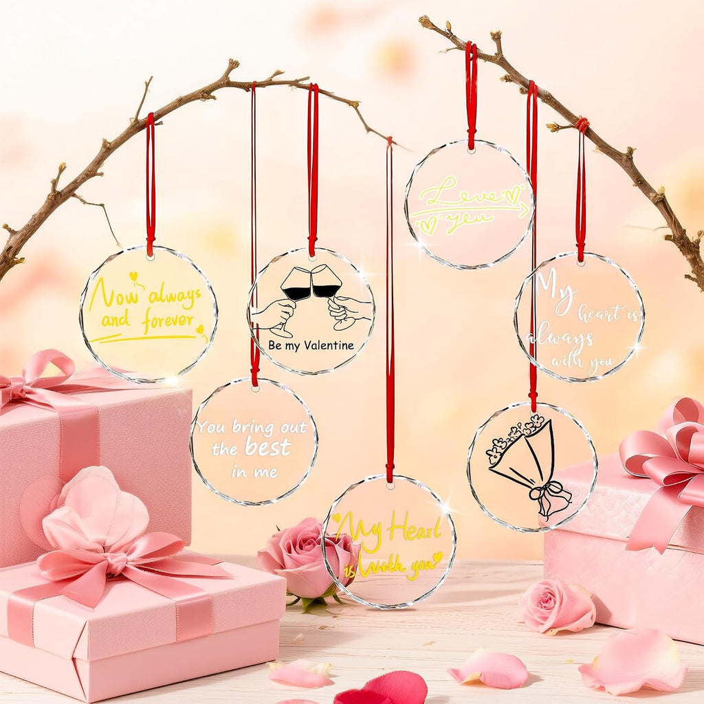Personalized Glass Ornaments 3'' Clear Round Glass Ornament Blank - Set of 6