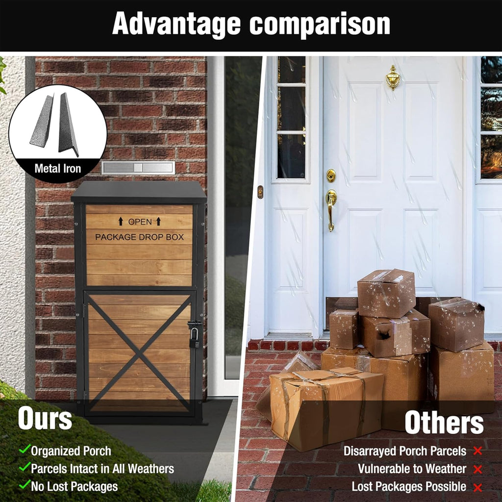 Package Delivery Box with Anti-Theft Lock & Weatherproof Design - 40+ Gallon Large Outdoor Parcel Drop Box