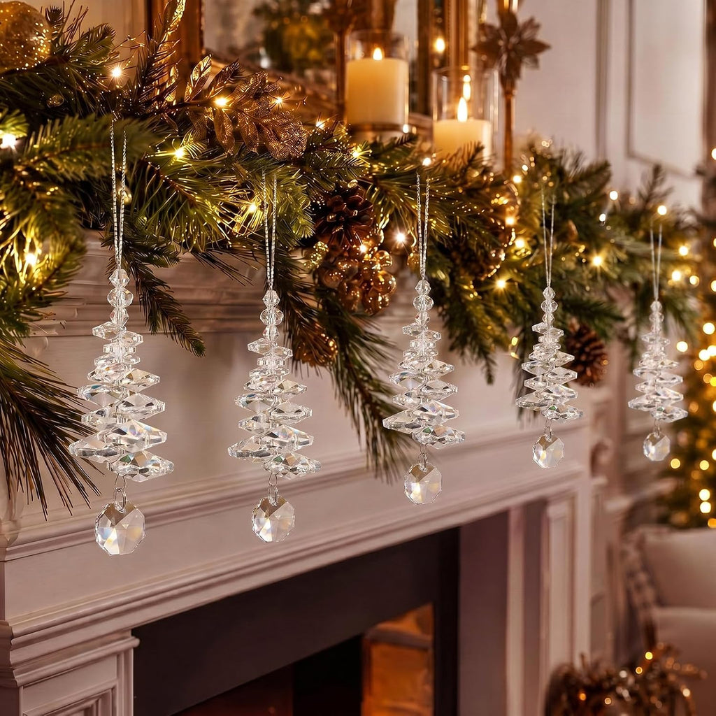 Christmas Tree Decoration Crystal Hanging Ornaments - Set of 24