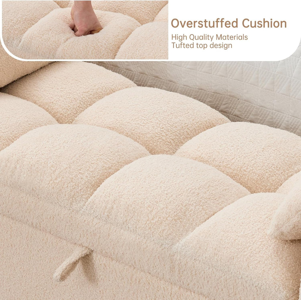 Storage Bench End of Bed, Upholstered Storage Ottoman Bench with Pillows for Foot of Bed, Bedroom,Living Room