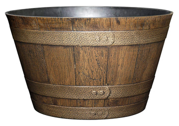 Whiskey Barrel Planter, 20.5", Distressed Oak