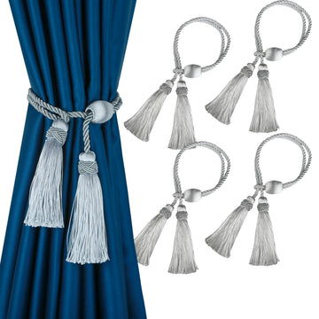 Curtain Tiebacks with Tassel, Decorative Curtain Holdback - 4 Pack