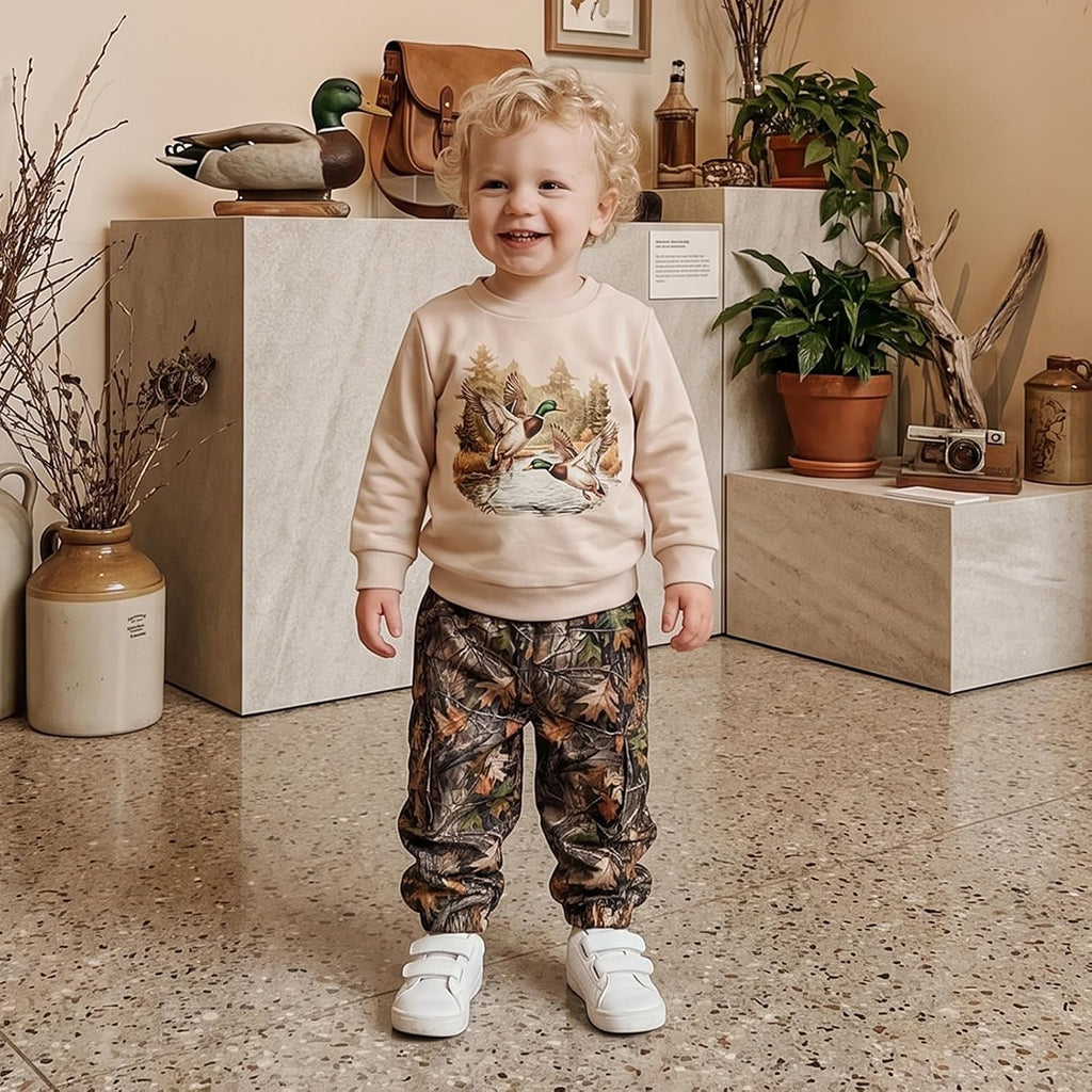 Toddler Baby Boy Outfit Hunting Sweatshirt and Pants Set