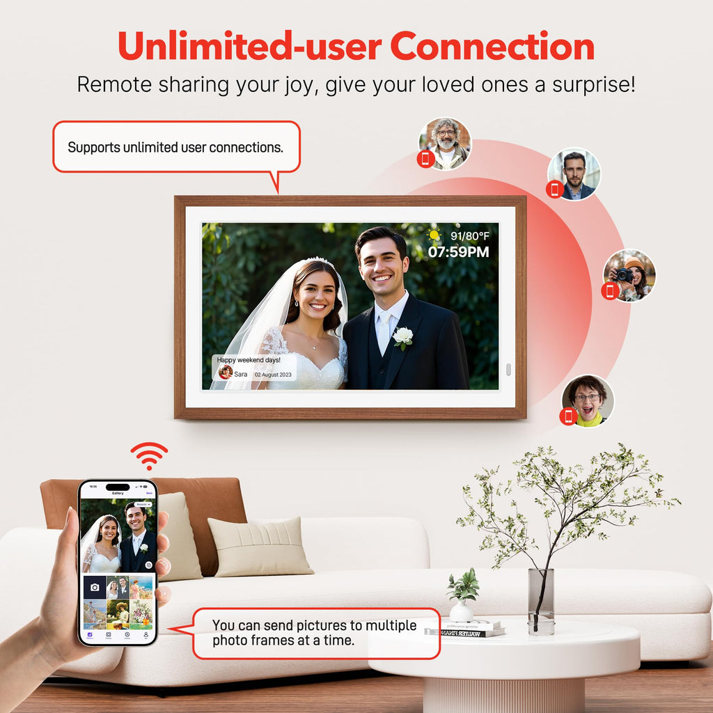 21.5" Large Digital Picture Frame, 64GB Uhale WiFi Frame with Matte Screen