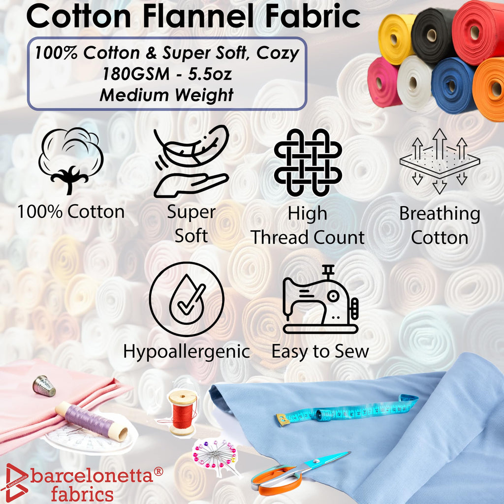 100% Cotton Flannel Fabric | Super Soft | 60" Wide - Medium Weight | Arts & Crafts | for Sewing (Burg Charcoal