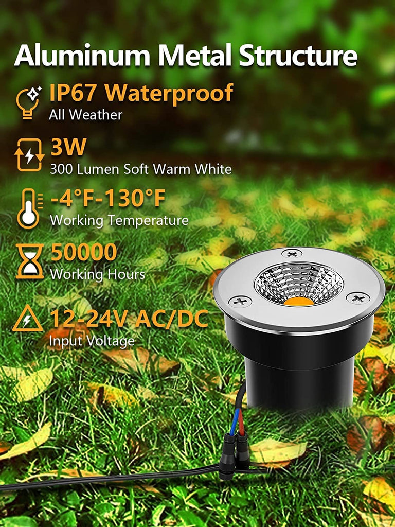 Low Voltage Landscape Lights Well Lights Landscape LED in Ground Light IP67 Waterproof Outdoor Landscape Lighting