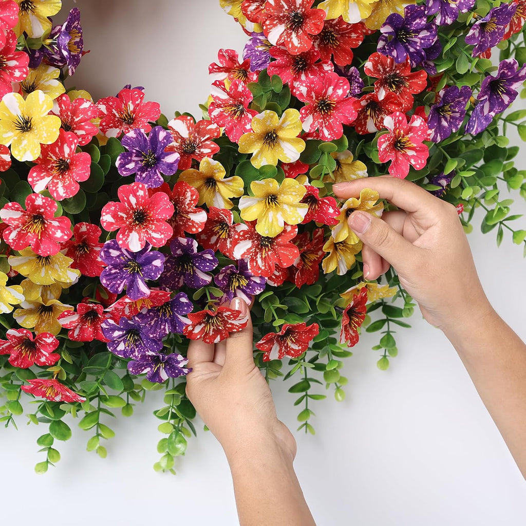 26" Artificial Eucalyptus Silk Flower Wreath for Front Door(Mixed Color)