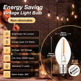 C7 LED E12 Candelabra Bulb Small Edison Candle Night Light Bulbs Salt Lamp Bulbs 0.5W Equivalent 5W 7W Warm White